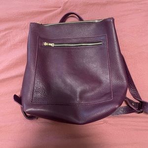 NEW Portland Leather Tote Backpack in Plum